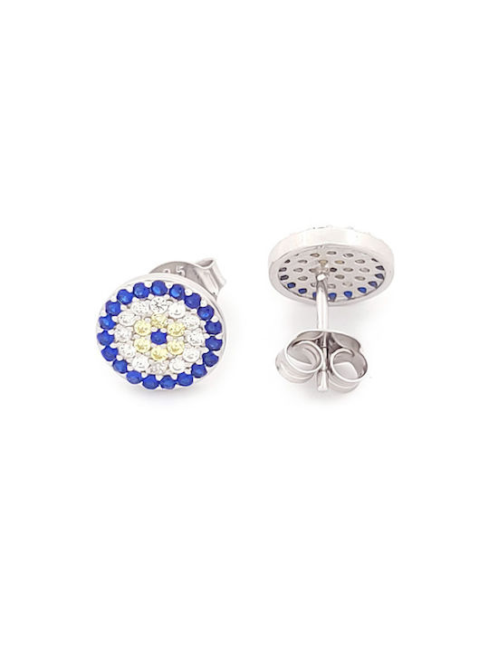 Silver Stud Earrings with Blue Stones