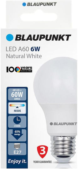 Blaupunkt LED Bulb 6W for E27 Socket and A60 Shape Natural White