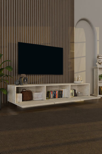 Έπιπλο Τηλεόρασης με Φωτισμό LED Εκρού Μ130xΠ30xΥ45cm