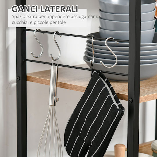 HomCom Βάση για Φούρνο Μικροκυμάτων Inox 60x40x125εκ. Καφέ