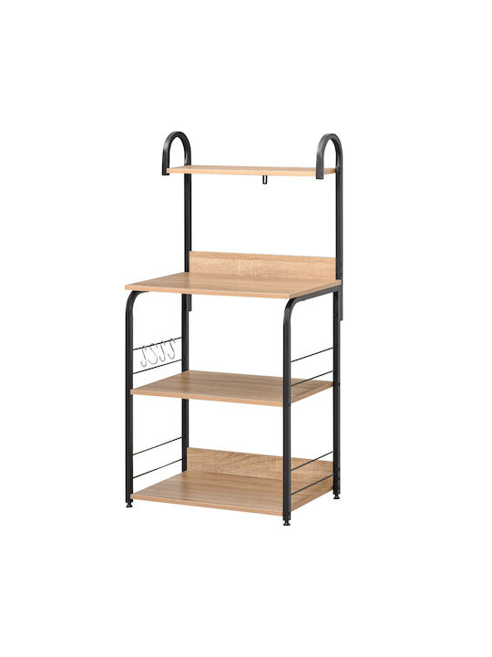 HomCom Стойка За Микровълнова Фурна Inox 60x40x125см Кафява