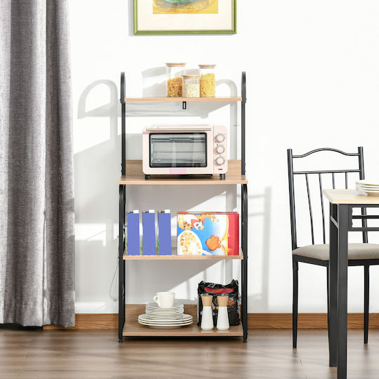 HomCom Βάση για Φούρνο Μικροκυμάτων Inox 60x40x125εκ. Καφέ