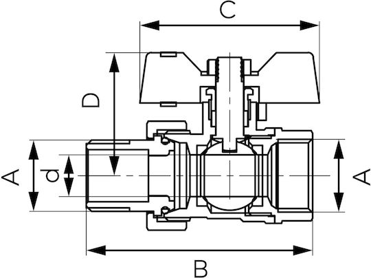 Сферичен Кран Gw-gz Пеперуден Съединител 1-2" F-comfort
