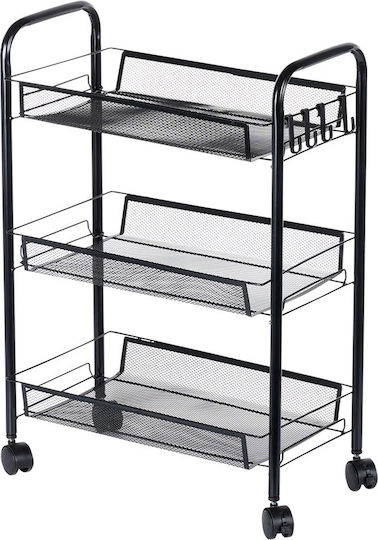 Vilde Vilde Metallisches Küchenregal Mit 3 Ebenen Schwarz 44x26x63cm