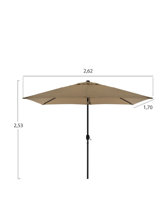 Square Aluminum Parasol Cambell Brown 1.8x2.7xH2.53m