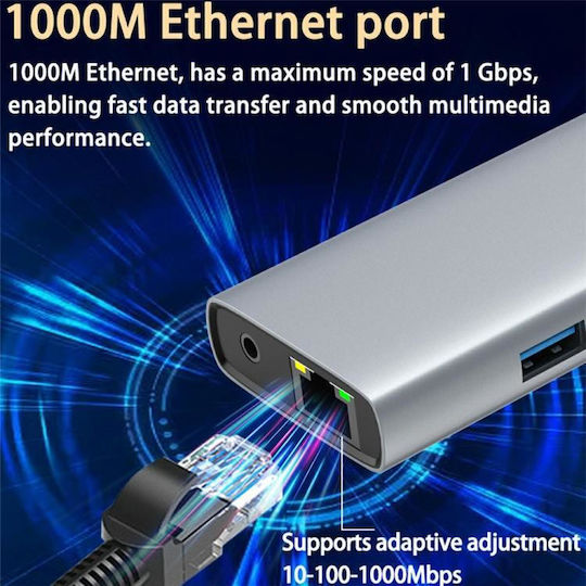HC-84Q USB-C Докинг Станция с HDMI 4K Ethernet Сребриста