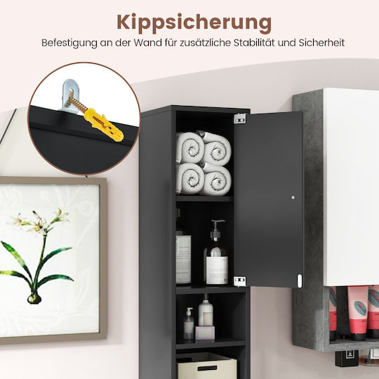 Costway JV10766DK Στήλη Μπάνιου Τοίχου 20x20x180cm Μαύρη