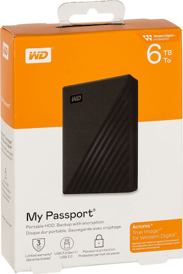 Western Digital My Passport USB 3.2 Външен HDD 6TB 2.5" Черен