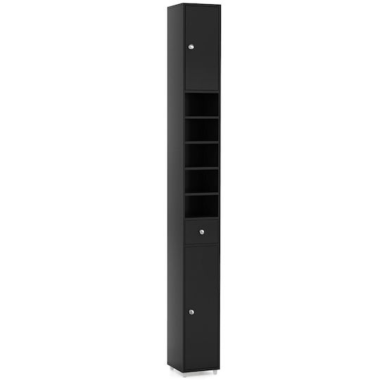 Costway Bathroom Column Cabinet Wall Hung M20xL20xH180cm Black