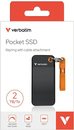Verbatim Pocket USB 3.2 Hard Disk Extern SSD 2TB M.2 Negru / Portocaliu