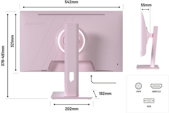 Japannext JN-I238FHD120F IPS Gaming Monitor 23.8" FHD 1920x1080 Pink