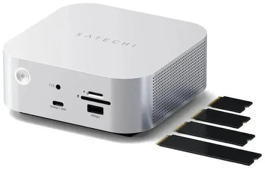 Satechi Thunderbolt 5 CubeDock Thunderbolt 5 Docking Station with PD Ethernet and 3 Monitor Connection Silver
