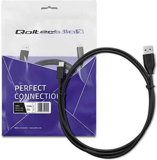 Qoltec Редовна USB 3.0 Кабел USB-C мъжки - USB-A мъжки Черен 1.2м (50491)
