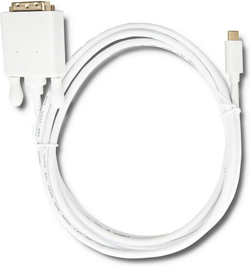 Qoltec Cablu Video USB 3.1 USB-C Masculin - DVI-D Alb 2m 50417