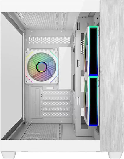 CoolerMaster Elite 481 Wood Gaming Mini Tower Computer Case with Side Window and ARGB Lighting White
