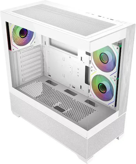 CoolerMaster Master Elite 690 Gaming Midi Tower Computer Case with Side Window and ARGB Lighting White