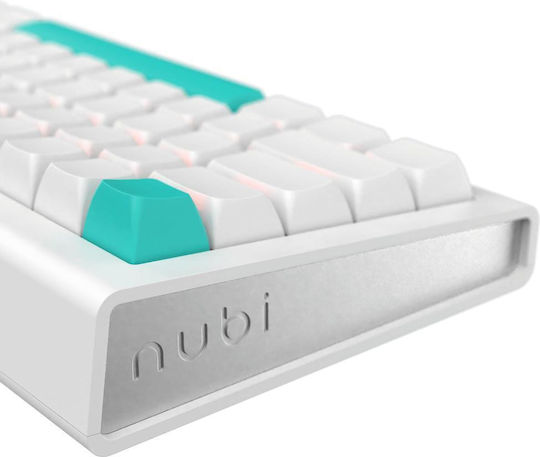 Nubi NK68 PRO Безжичен Гейминг Механична Клавиатура 65% с g3ms Аквамарин суичове и RGB подсветка (Английски US) Бял