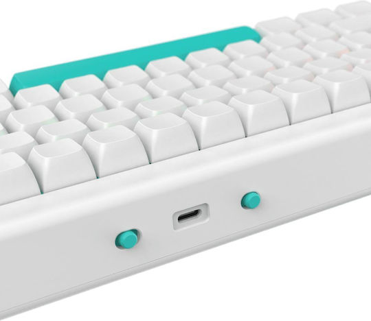 Nubi NK68 PRO Безжичен Гейминг Механична Клавиатура 65% с g3ms Аквамарин суичове и RGB подсветка (Английски US) Бял