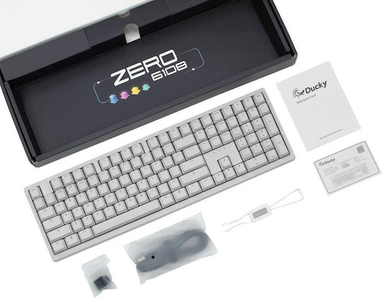 Ducky Zero 6108 Ασύρματο Gaming Μηχανικό Πληκτρολόγιο με Cherry MX2A Red διακόπτες και RGB φωτισμό (Αγγλικό US) Λευκό