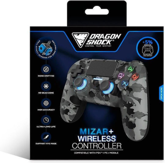 Dragonshock Mizar+ Ασύρματο Gamepad για PS4 Grey Camo