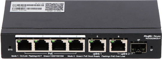 Ruijie RG-ES206GS-P Managed L2 PoE+ Switch με 6 Θύρες Gigabit (1Gbps) Ethernet