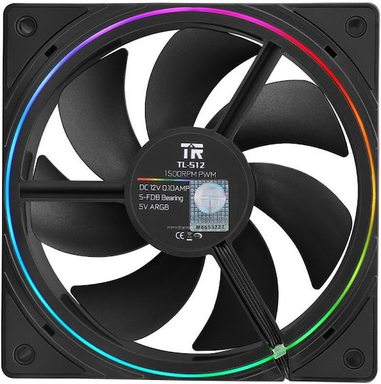 Thermalright TL-S12 Ventilator Carcasă 120mm (1500rpm / 47.6cfm) cu Iluminare RGB Negru