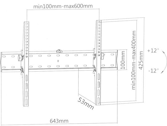 Brateck KL21G-46T Wandhalterung für Fernseher bis 70" und 40kg