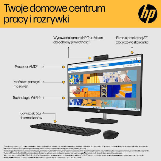 HP 27-cr0001nv 27" (Ryzen 7-7730U/16GB/512GB SSD/FHD/W11 Home)