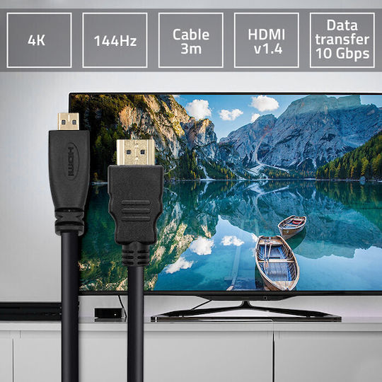 Qoltec HDMI 1.4 High Speed 1080p 120Hz Cable HDMI Male - Micro HDMI Male 3m Black