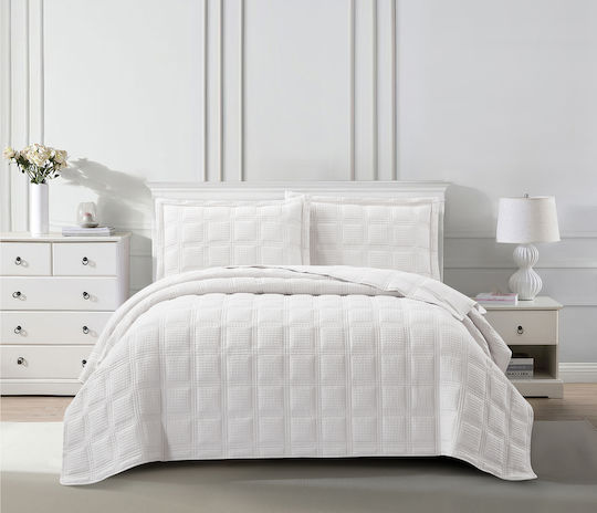 Liolios Home Tagesdecken Set Super-King Weiß 220x240cm 3 Stück