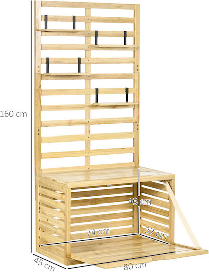 Outsunny Дървена Саксия За Цветя 80x45x160см