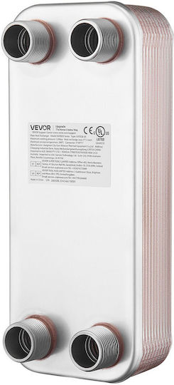 Plate Heat Exchanger Vevor 126 x 301 mm Brazed Plate Water Heat Exchanger Water 20 Plates Mounting Bracket Sturdy Construction Stainless Steel 170-330k Btu Boiler Radiant Floor Heating