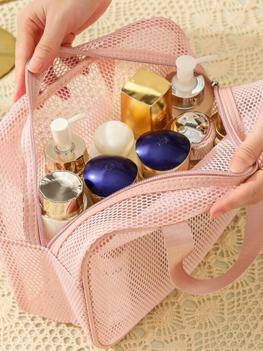 Jetbags Rz11136-53 Toiletry Travel Bag Pvc Mesh Makeup Organizer Bag 22x11x22cm Pink
