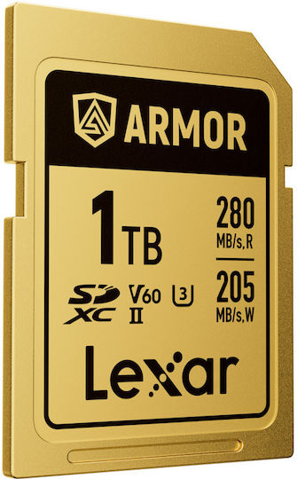 Card Memorie Lexar Armor Gold Lsdamgl001t-rnnng 1tb Sdxc Uhs-ii U3 V60 Oțel Inoxidabil Ip68