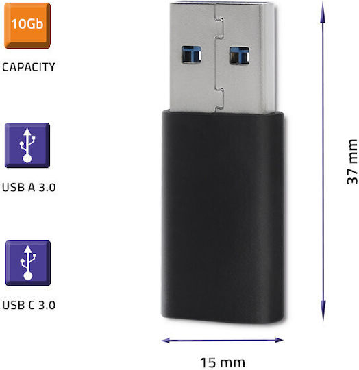 Qoltec Convertor USB-C masculin în USB-C masculin 1buc 50583