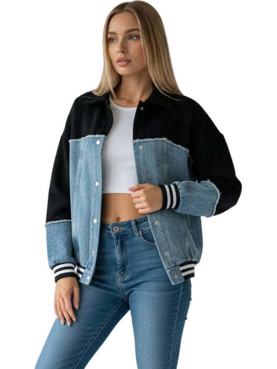 Γυναικείο Bomber Jacket Μαύρο & Μπλέ