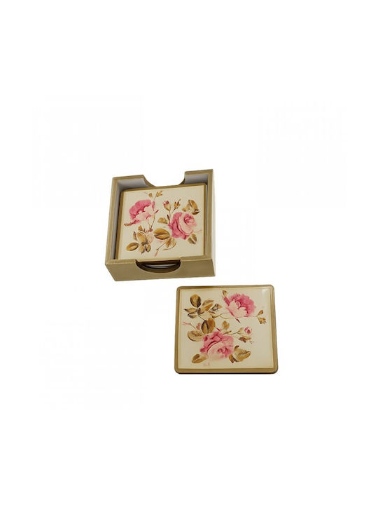 Galifas Wooden Coaster with Stand 6 Pieces