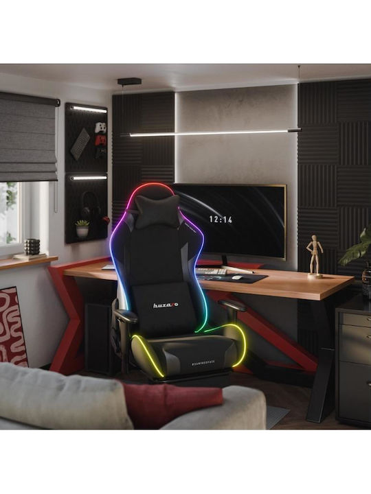 Huzaro 5.7 Stoff Gaming Stuhl mit RGB-Beleuchtung und Fußstütze Schwarze