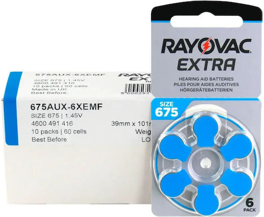 Rayovac Extra Advanced Батерии За Слухови Апарати 675 1.45V 60бр