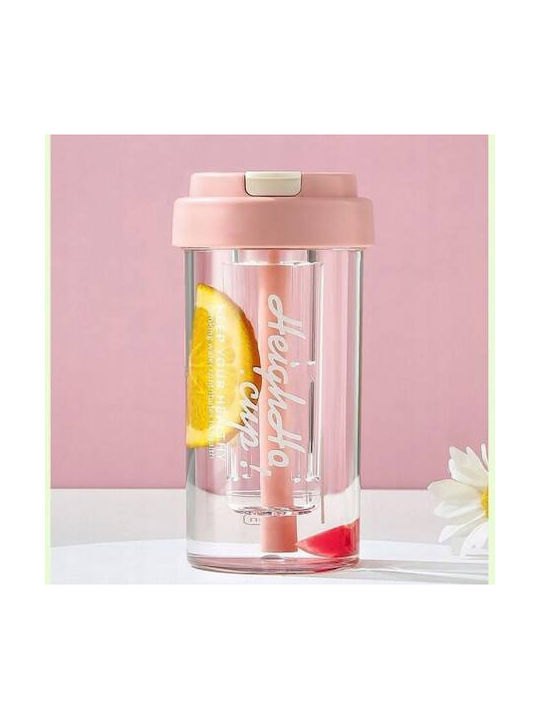ecarla Παγούρι Πλαστικό 600ml Ροζ