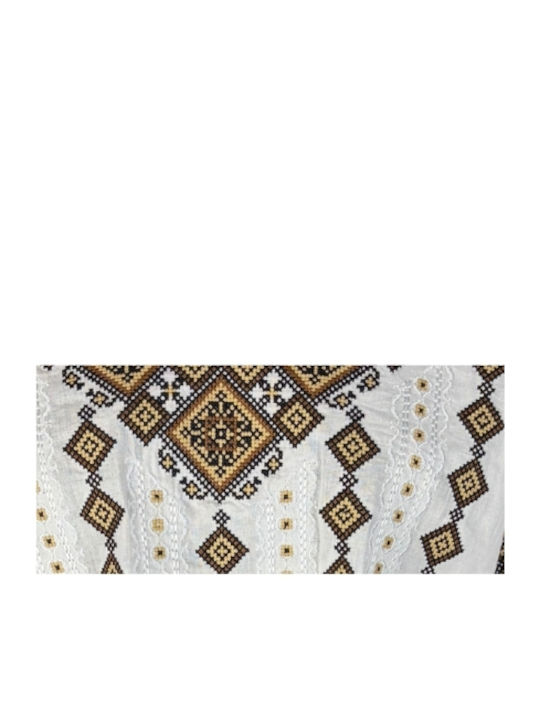 Bluza Damă Bumbac Mânecă Lungă Alb/Portocaliu