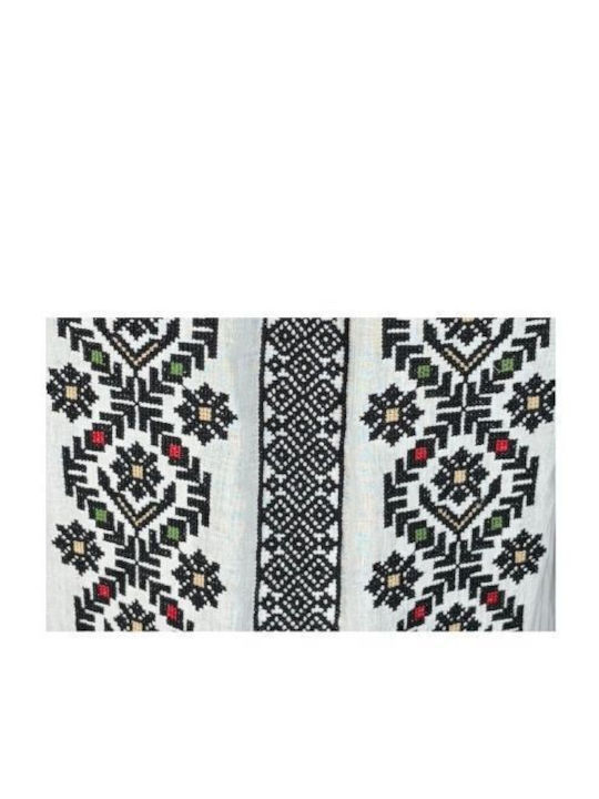 Bluza Damă Bumbac Mânecă Lungă Alb/Portocaliu