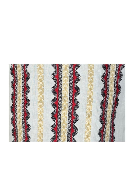 Bluza Damă Bumbac Mânecă Lungă Alb/Portocaliu