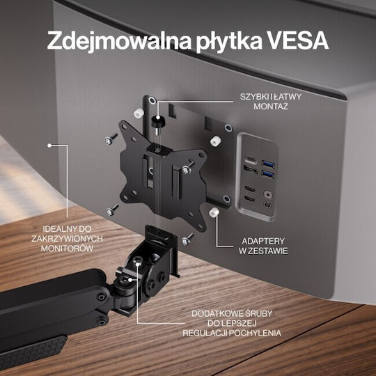 Endorfy Atlas GS Pro Suport Birou Monitor până la 49" cu Braț