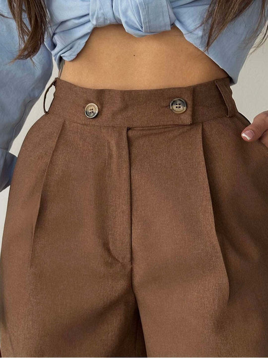 Women's High Rise Palazzo Fit Pantaloons Brown