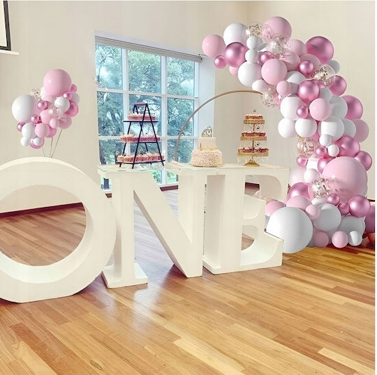 Σύνθεση με 107 Μπαλόνια Baby Shower Ροζ