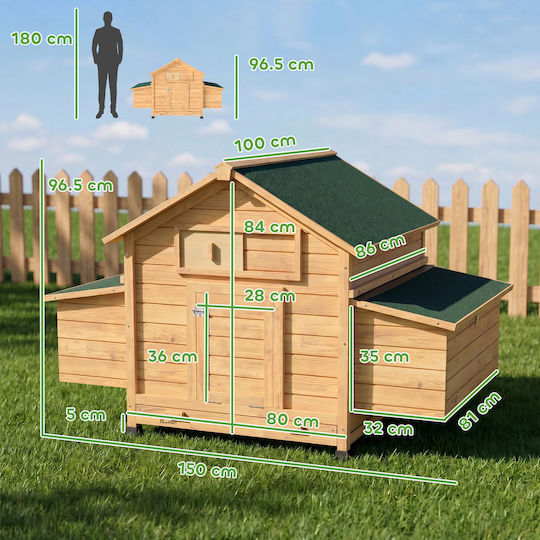 Pawhut Geflügelstall Hölzernes M1.5 x P1 x H0.96m