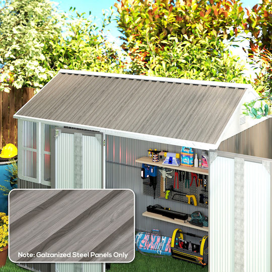 Outsunny Υλικό Περίφραξης Κήπου από Ατσάλι 129x45x45εκ. 12τμχ Γκρι