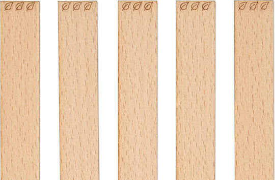 Wooden Wicks Engraving Leaves 100x20x1 Mm 5 Pieces