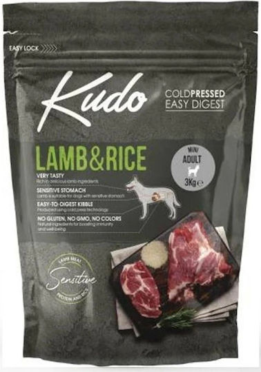 Kudo Adriatic 3kg Dry Food Gluten-Free for Adult Medium & Large Breed Dogs with Lamb and Rice